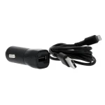 Laddare 12-24V 1xUSB 2,4A Svart Lightning Kabel 1m MFI C89
