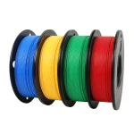SKILPRO &ndash; Flexible PLA++ filamentpaket &ndash; R&ouml;d, gul, m&ouml;rkbl&aring; och gr&ouml;n &ndash; 4 x 1 kg