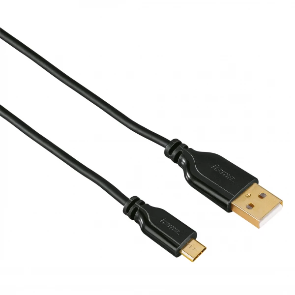 Billig HAMA USB 2.0 Micro B Hane till A Hane Kabel – Laddning & Dataöverföring HAMA USB 2.0 Micro B Han-A Han