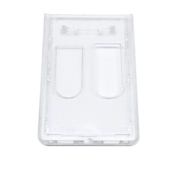 Vertikalt b&auml;rfodral i klar h&aring;rd plast f&ouml;r 2 kort
