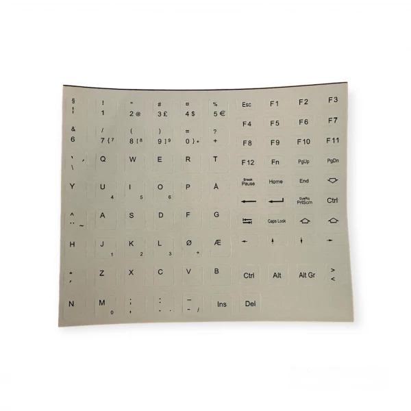 Danskt tangentbordslayout (Grå) för påklistring Danskt tangentbordslayout (Grå) för påklistring
