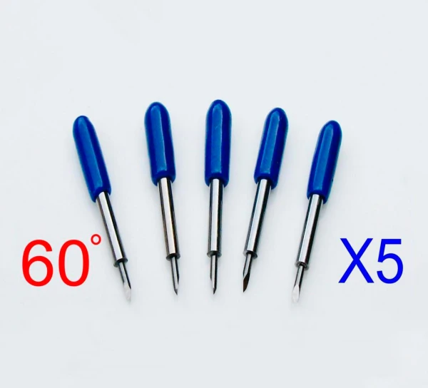 5 stk. knivpaket, Roland - Redsail Sandblåsnings plotter knivar 60º, offset 0.75mm [ZEC-U3050 & NRSA6075B]