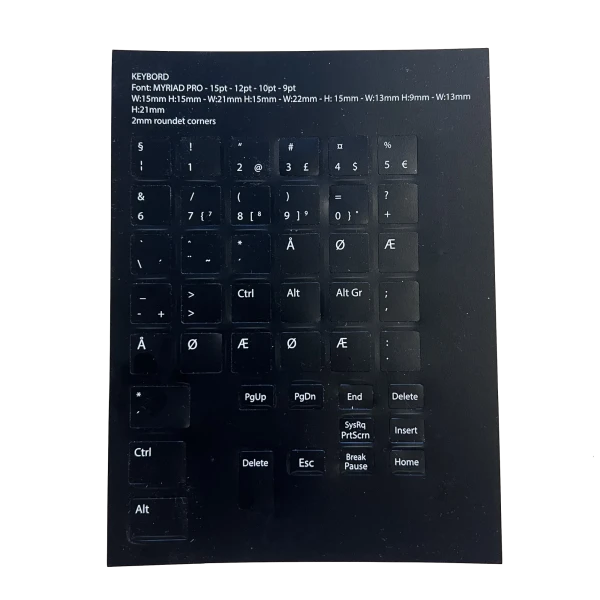 Tangentbordsklistermärken – Dansk layout – Svart med Myriad Pro-typsnitt. Tangentbordsklistermärken – Dansk layout – Svart med Myriad Pro-typsnitt.
