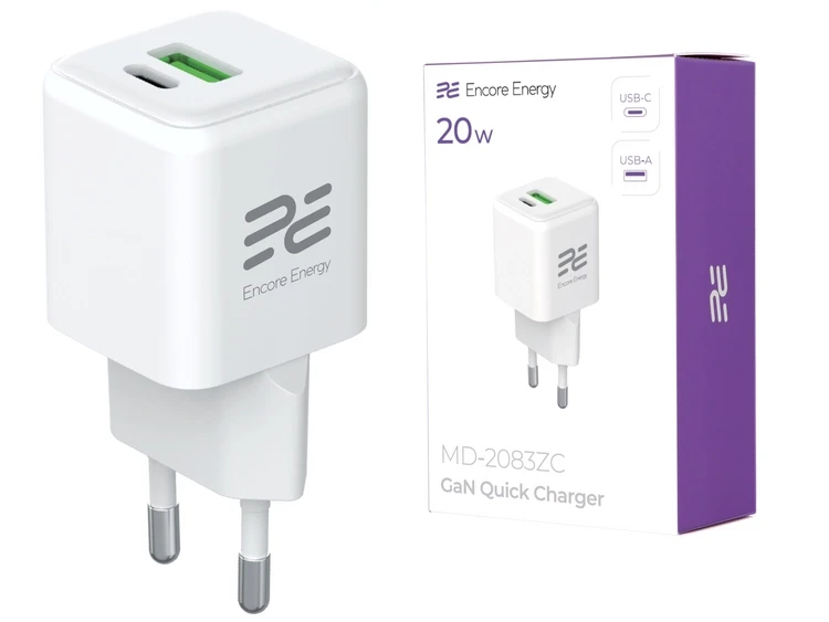 Billig Encore Energy Adapter dubbelport USB-C USB-A 20W - Vit Encore Energy Adapter dubbelport USB-C USB-A 20W - Vit