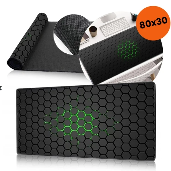 Gamingmusmatta 80 &times; 30 cm, Honeycomb Green