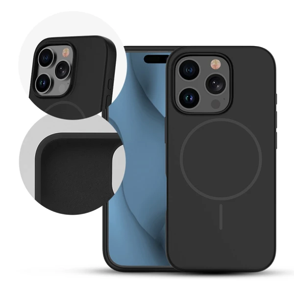 iPhone 15 Pro Magsafe silikon TUNNT baksidesskal - svart