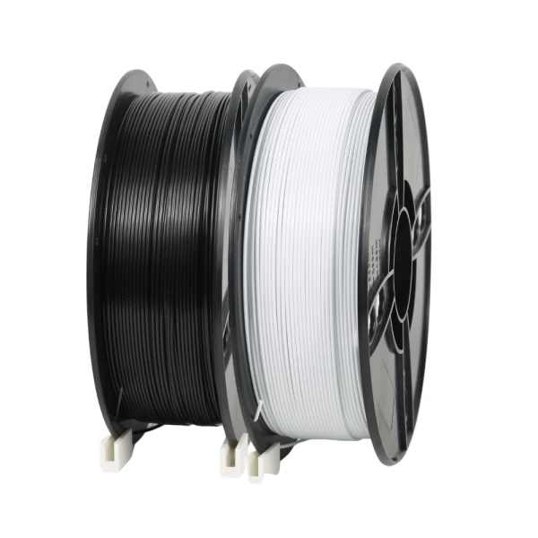 SKILPRO &ndash; Flexible PLA++ filamentpaket &ndash; Vit och svart &ndash; 2 x 1 kg