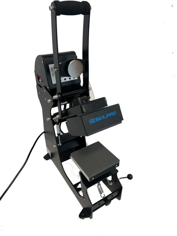 Billig Professionell Semi-Automatisk Värmepress med Dubbel Värmekepsmodul - 15x15 cm Semi automatisk varmepresser med 15x15cm plade og dobbelt varme kasket modul