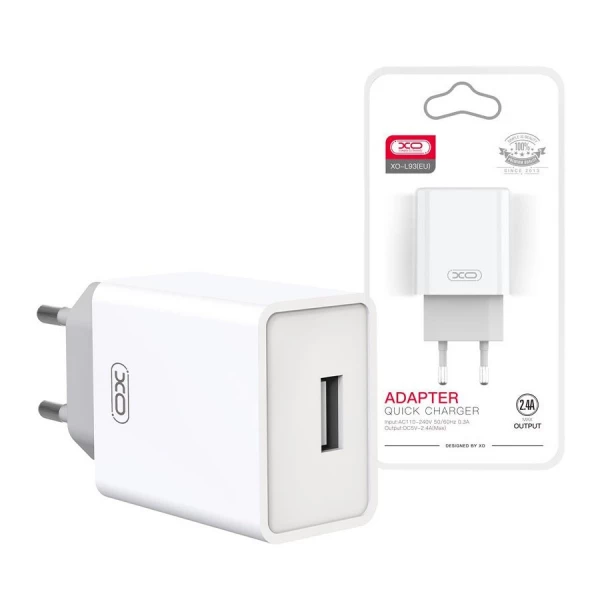 USB-laddare – Vit – XO L93 2,4A USB-laddare – Vit – XO L93 2,4A