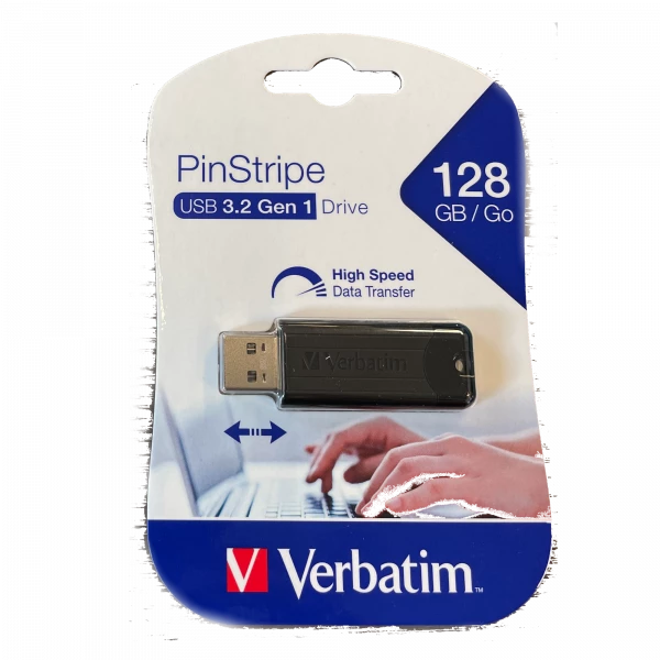 128GB USB 3.2 - Verbatim PinStripe USB Drive