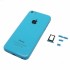 iPhone 5C side button and sim card tray back cover - blue 